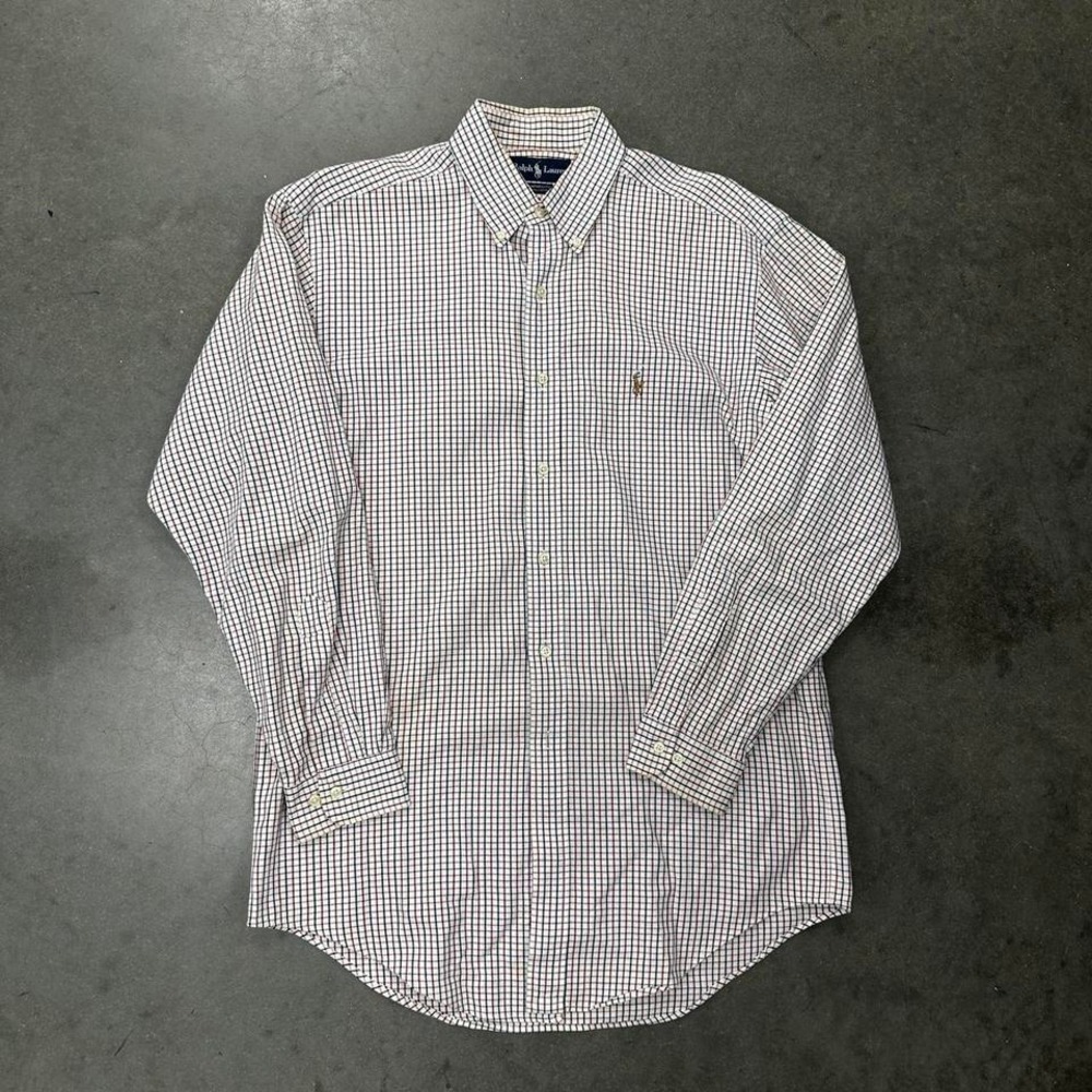 Ralph Lauren red + white classic checkered button up shirt Size XL [15/34 neck]